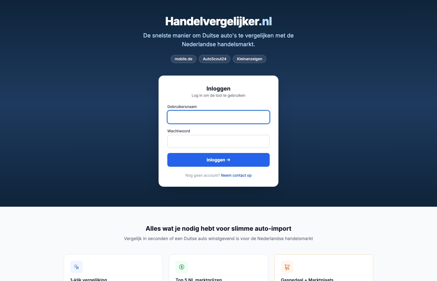 Handelvergelijker.nl - auto vergelijkingstool